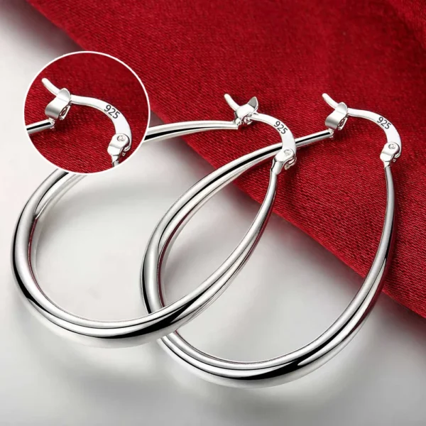 Top Quality 925 Sterling Silver Earrings Simple Round Circle Hoop Earrings For Woman Fashion Wedding Engagement Charm Jewelry 2
