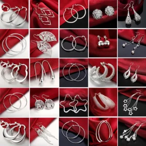 Top Quality 925 Sterling Silver Earrings Simple Round Circle Hoop Earrings For Woman Fashion Wedding Engagement Charm Jewelry 1