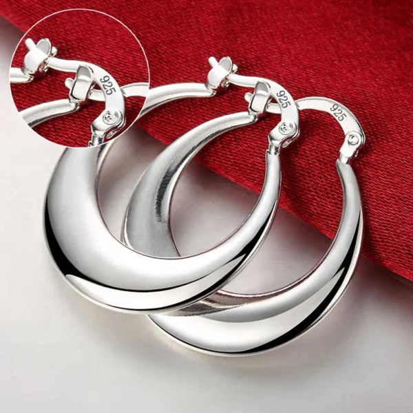 Top Quality 925 Sterling Silver Earrings Simple Round Circle Hoop Earrings For Woman Fashion Wedding Engagement Charm Jewelry 4