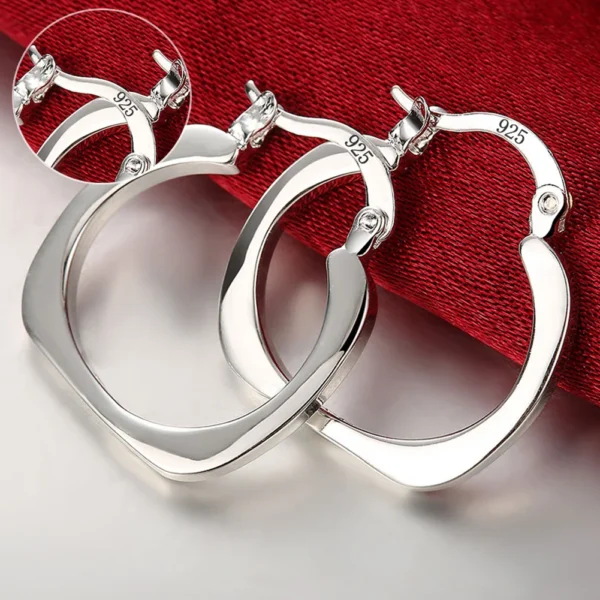 Top Quality 925 Sterling Silver Earrings Simple Round Circle Hoop Earrings For Woman Fashion Wedding Engagement Charm Jewelry 5
