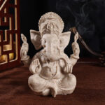 Sandstone Elephant Buddha Statue 13.7cm Ganesha Sculpture Artifact of Hindu Elephant Headed God Ganesha Resin Craft