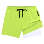 2 in 1 Compression Gym & Beach Shorts with Drawstring Waist & Zipper Pockets Swim Trunks with OEM Service