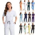 SPA Beauty Salon Workwear Shirt V Neck Hospital Medical Working Comfortable Scrub Sets Quick-Drying Nurse Uniform