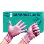 Wholesale Spa Beauty Salon Disposable Thick Oil Resistant Wear Resistant Powder Free Food Grade Pearl Light pink Nitrile Gloves