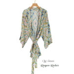 RTS Stock Luxury SPA Beauty Robe Women 100% Rayon Cotton Drop Shoulder Floral Print Womens Sleepwear for Winter Autumn Spring