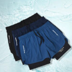 High Quality New Sports Double-layer Breathable Mens Running Fitness Belt Lined with Anti-slip Loose Spa Swim Trunks