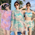 Colorful Classical Tie-dye Swimsuit Three-piece Conservative Spa Swimsuit Sexy Design Swimsuit Set Thin