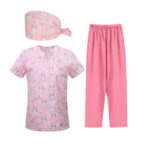 Medical Scrub Uniform Plus Size Pink Scrub SPA Beauty Treatment Set Fashion Female Nurse Printing Summer Nurse Uniform Set