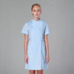 Ready  to Ship Stock Lot Working Workwear Beauty Spa logo Customized Anti-wrinkle Waterproof Anti-fouling Woman Dress