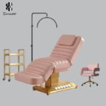 High Quality Pink Gold Beauty Salon Furniture Medical Facial Spa Bed 3 Motor Electric Salon Reclining Beauty Therapy Bed