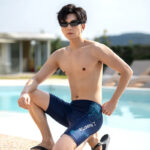 Mens Comfortable Elastic Swim Trunks Professional Anti-Embarrassment Hip-Covering Boxer Shorts Plus XS-XXL Halter Front Solid