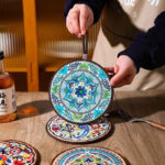 Custom Retro Print Ceramic Cork Coaster SYH1201 Non-Slip Desktop Insulated Pot Mat Tea Cup Coffee Coaster Table Usage Pad