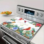 Bird Song Flower Print Stove Mat Household Stove Top Dust Mat Hotel Western Restaurant Heat Insulation Mat Non-slip Decoration