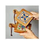 Kitchen Accessories Non Slip Acacia Wood With Tile Coasters Heat Resistant Tableware Pad Pot Mat